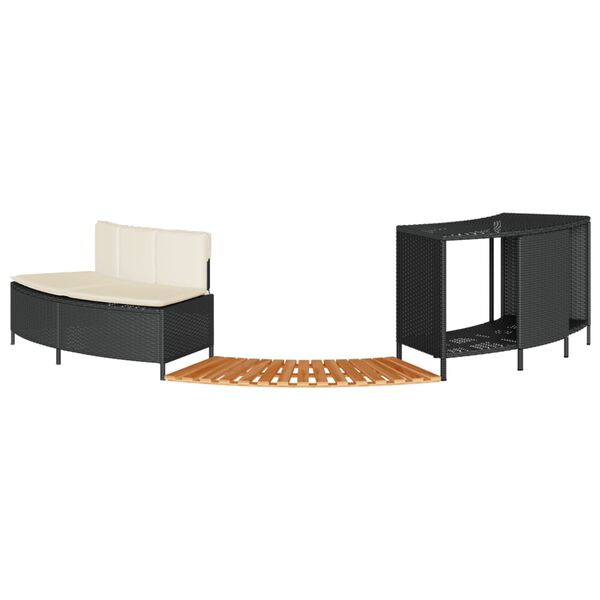 vidaXL Cadre de bain &agrave; remous noir r&eacute;sine tress&eacute;e bois massif d'acacia