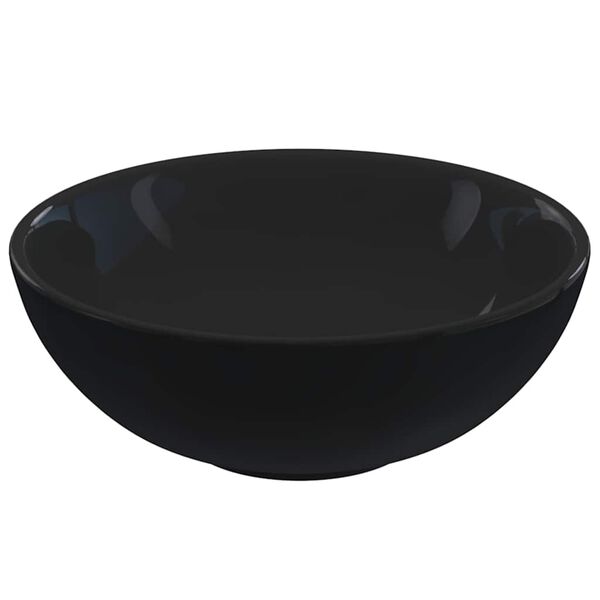 vidaXL Lavabo noir brillant &Oslash;28x10 cm c&eacute;ramique