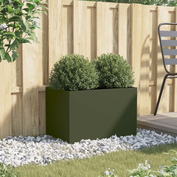 vidaXL Jardini&egrave;re vert olive 62x40x39 cm acier