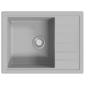 vidaXL &Eacute;vier de cuisine avec trou de trop-plein ovale Gris Granit