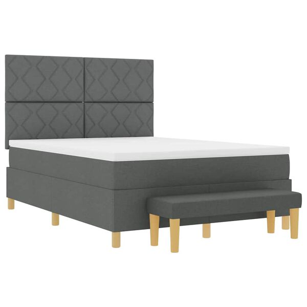 vidaXL Lit &agrave; ressorts avec matelas Gris fonc&eacute; 160 x 200 cm tissu