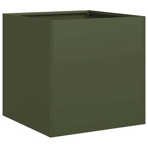 vidaXL Jardini&egrave;re vert olive 40x40x40 cm acier lamin&eacute; &agrave; froid