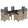 vidaXL Ensemble &agrave; manger de jardin coussins 7 pcs m&eacute;lange beige rotin