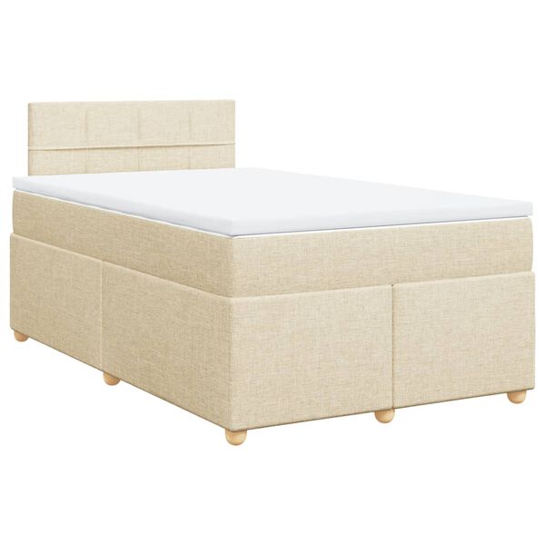 vidaXL Sommier &agrave; lattes de lit avec matelas Cr&egrave;me 120x200 cm Tissu