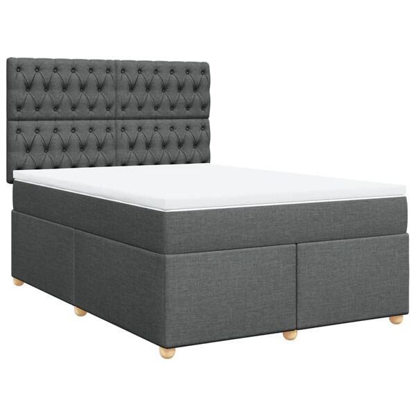 vidaXL Sommier &agrave; lattes de lit avec matelas Gris fonc&eacute; 140x200cm Tissu