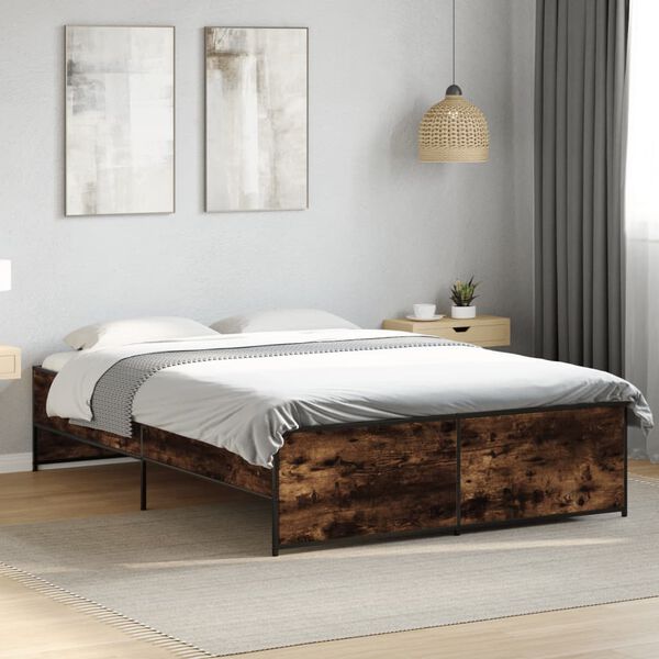 vidaXL Cadre de lit sans matelas ch&ecirc;ne fum&eacute; 120x190 cm