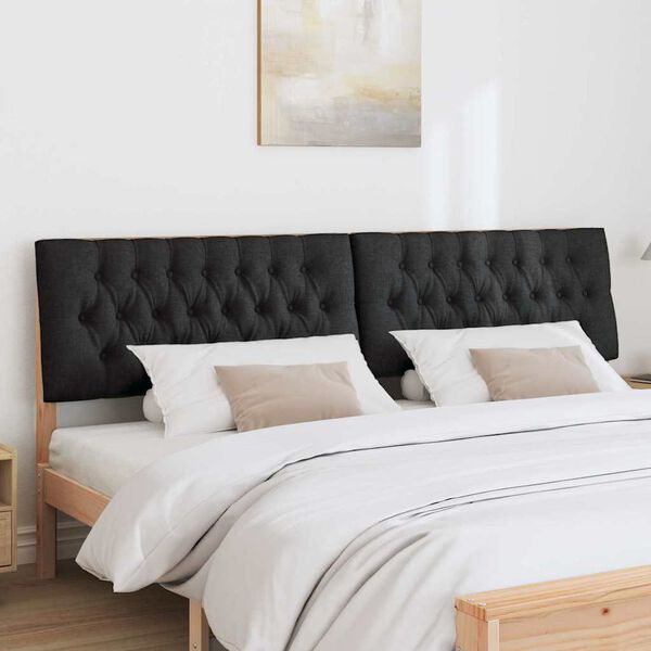 vidaXL T&ecirc;te de lit capitonn&eacute;e Noir 200 cm Pin massif