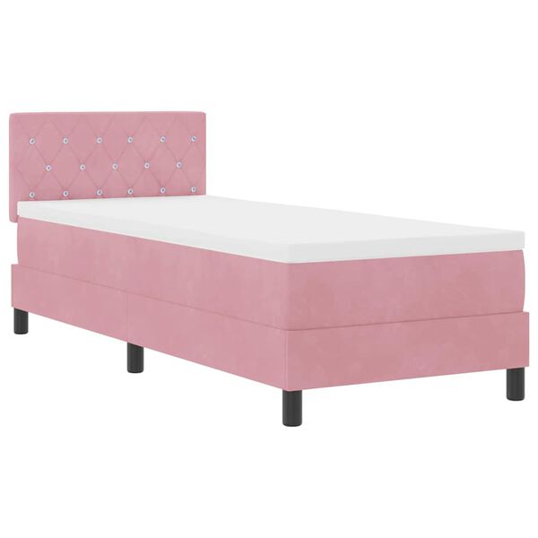 vidaXL Lit &agrave; ressort LED avec matelas Rose 80 x 200 cm Velours