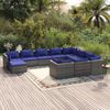 vidaXL Salon de jardin 11 pcs avec coussins R&eacute;sine tress&eacute;e Gris