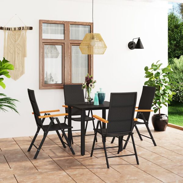 vidaXL Ensemble &agrave; manger de jardin 5 pcs noir et marron