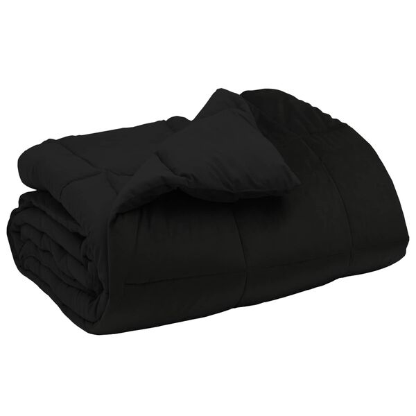 vidaXL Duvet d'hiver Matelass&eacute; Noir 140 x 220 cm Microfibre