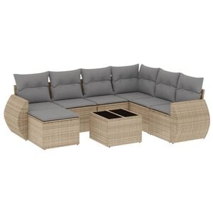 vidaXL Salon de jardin avec coussins 8 pcs beige r&eacute;sine tress&eacute;e
