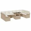 vidaXL Ensemble de canap&eacute; de jardin 11 pc Beige Poly Rattan