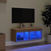 vidaXL Meuble TV avec lumi&egrave;res LED ch&ecirc;ne sonoma 80x30x30 cm