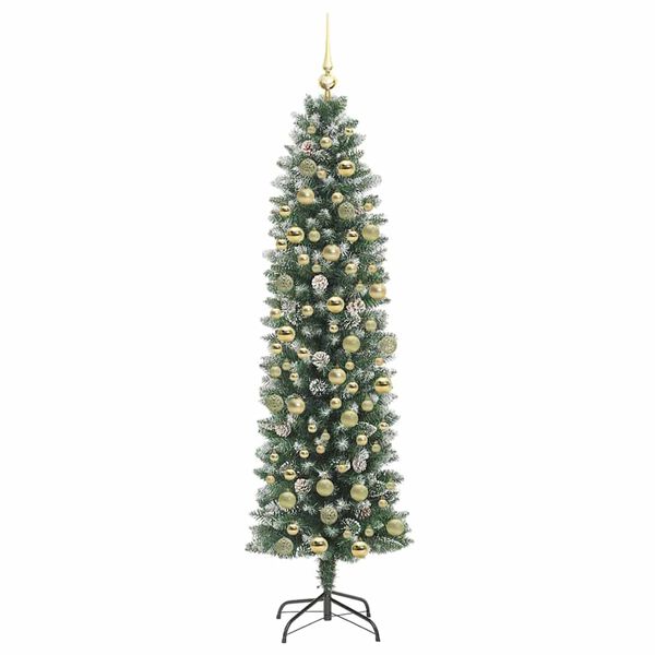 vidaXL Arbre de No&euml;l artificiel slim avec 300 LED Vert et blanc 180 cm