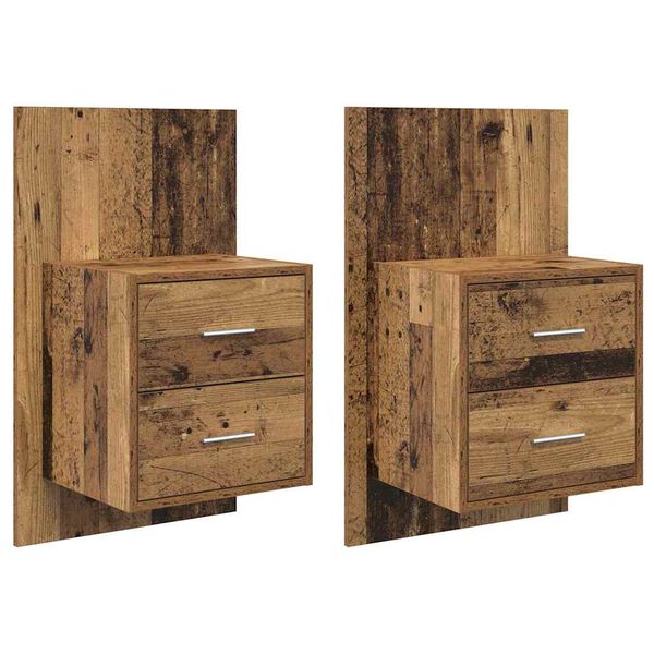 vidaXL Cabinet de chevet mural 2 pcs Bois Ancien 48,5 x 32,5 x 80 cm