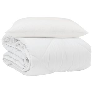 vidaXL Duvet d'&eacute;t&eacute; simple avec oreiller 2 pcs Blanc Microfibre