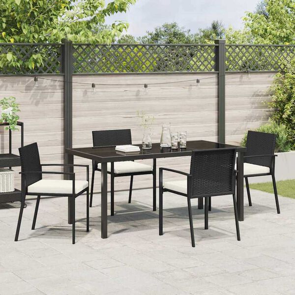 vidaXL Ensemble de salle &agrave; manger pour jardin 5 pcs Noir