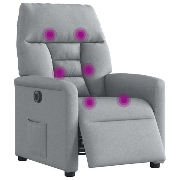 vidaXL Fauteuil de massage inclinable &eacute;lectrique gris clair tissu