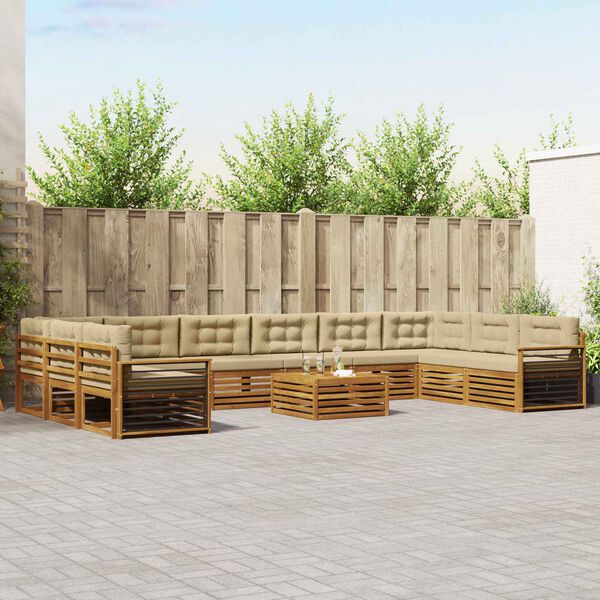 vidaXL Ensembles de canap&eacute;s avec coussin 11 pcs Naturel et Beige