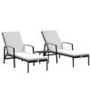 vidaXL Chaises longues lot de 2 avec table r&eacute;sine tress&eacute;e noir