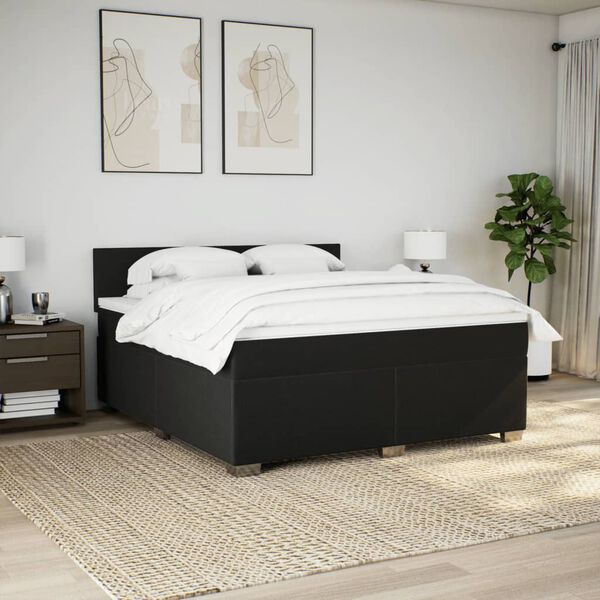vidaXL Sommier &agrave; lattes de lit avec matelas Noir 180x200 cm Tissu