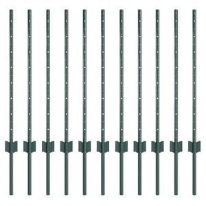 vidaXL Poteau de cl&ocirc;ture. 11 pcs Vert 120 cm Acier