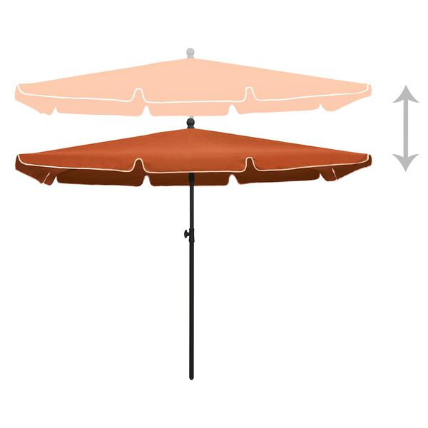 vidaXL Parasol de jardin avec m&acirc;t 210x140 cm Terre cuite