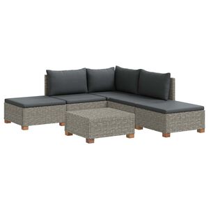 vidaXL 6 pc Ensemble de Salon en Rotin avec Coussins GENDT Gris Kubu