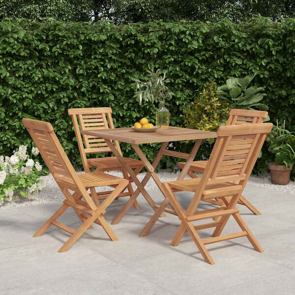 vidaXL Ensemble &agrave; manger de jardin 5 pcs Bois de teck massif