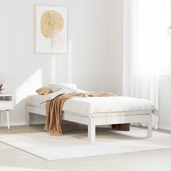vidaXL Cadre de lit sans matelas blanc 80x200 cm bois massif de pin