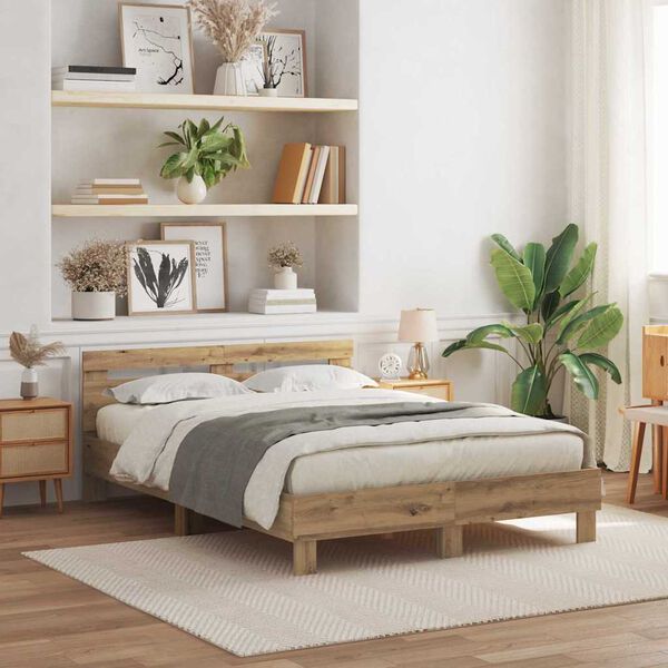 vidaXL Cadre de lit Ch&ecirc;ne artisanal 140 x 190 cm Bois d'ing&eacute;nierie