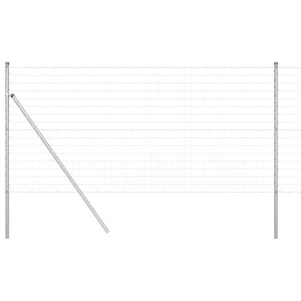 vidaXL Cl&ocirc;ture avec poteau Argent&eacute; 1 x 25 m Acier et PVC