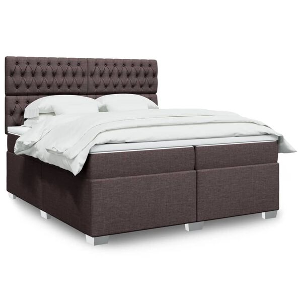 vidaXL Sommier &agrave; lattes de lit avec matelas Marron fonc&eacute; 200x200 cm