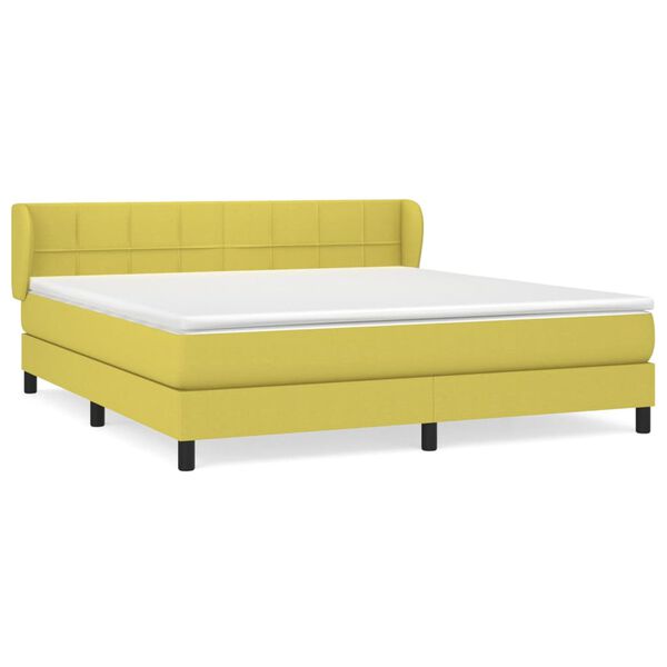 vidaXL Sommier &agrave; lattes de lit avec matelas Vert 180x200 cm Tissu