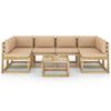 vidaXL Salon de jardin 7 pcs avec coussins bois de pin impr&eacute;gn&eacute;