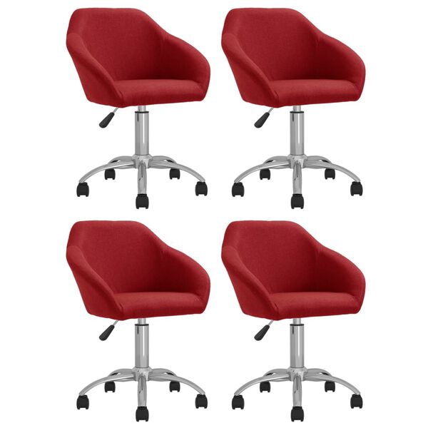 vidaXL Chaises pivotantes &agrave; manger lot de 4 rouge bordeaux tissu