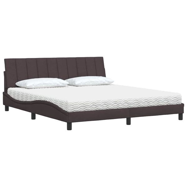 vidaXL Lit avec matelas Hanko marron fonc&eacute; 180x200 cm tissu