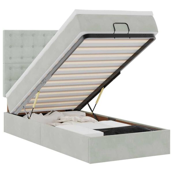 vidaXL Cadre de lit ottoman avec matelas gris clair 80x200 cm velours