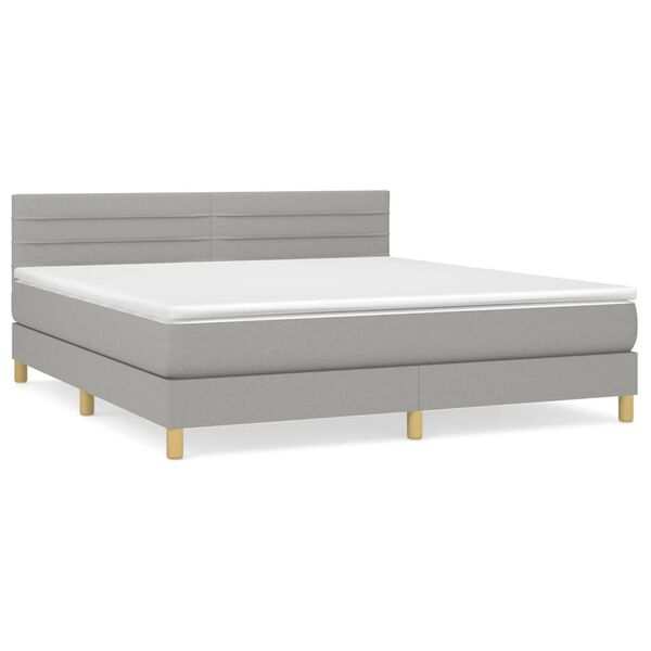 vidaXL Sommier &agrave; lattes de lit avec matelas Gris clair 160x200cm Tissu