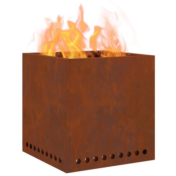 vidaXL Foyer sans fum&eacute;e Marron 48 x 48 x 50 cm Acier patin&eacute;