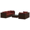 vidaXL Salon de jardin 6 pcs avec coussins R&eacute;sine tress&eacute;e Marron