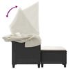 vidaXL Canap&eacute; de jardin 2 places avec auvent et tabourets noir rotin