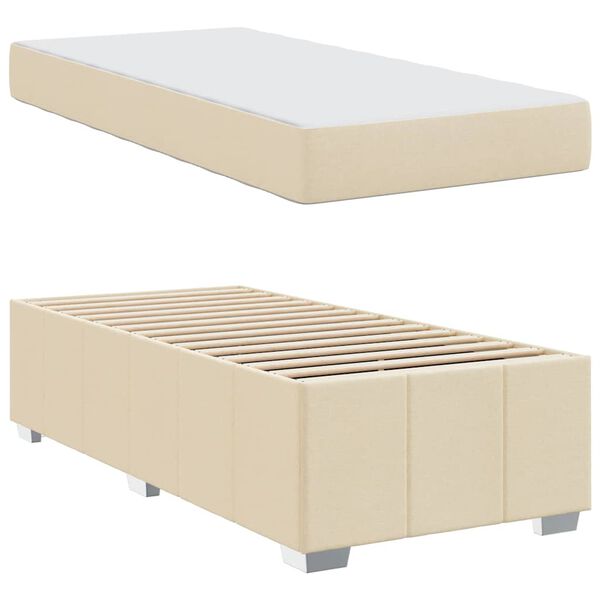vidaXL Cadre de lit avec matelas Cr&egrave;me 120 x 190 cm tissu