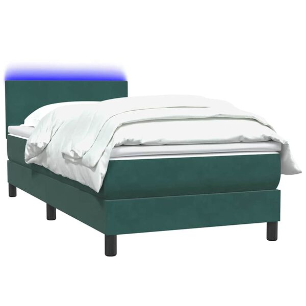 vidaXL Sommier &agrave; lattes de lit et matelas et LED vert fonc&eacute; 100x220cm velours
