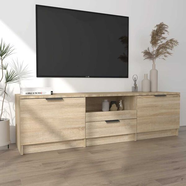 vidaXL Meuble TV Ch&ecirc;ne Sonoma 140x35x40 cm Bois d'ing&eacute;nierie