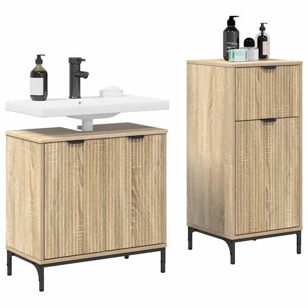 vidaXL Ensemble de mobilier de salle de bain 2 pcs Ch&ecirc;ne Sonoma