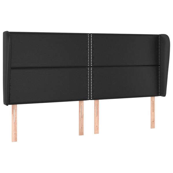 vidaXL T&ecirc;te de lit avec oreilles Noir 183x23x118/128 cm Similicuir