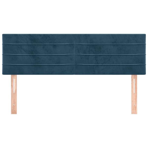 vidaXL T&ecirc;tes de lit 2 pcs Bleu fonc&eacute; 72x5x78/88 cm Velours