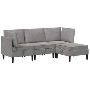 vidaXL Ensemble de meubles pour le salon 4 pcs Gris clair Velours